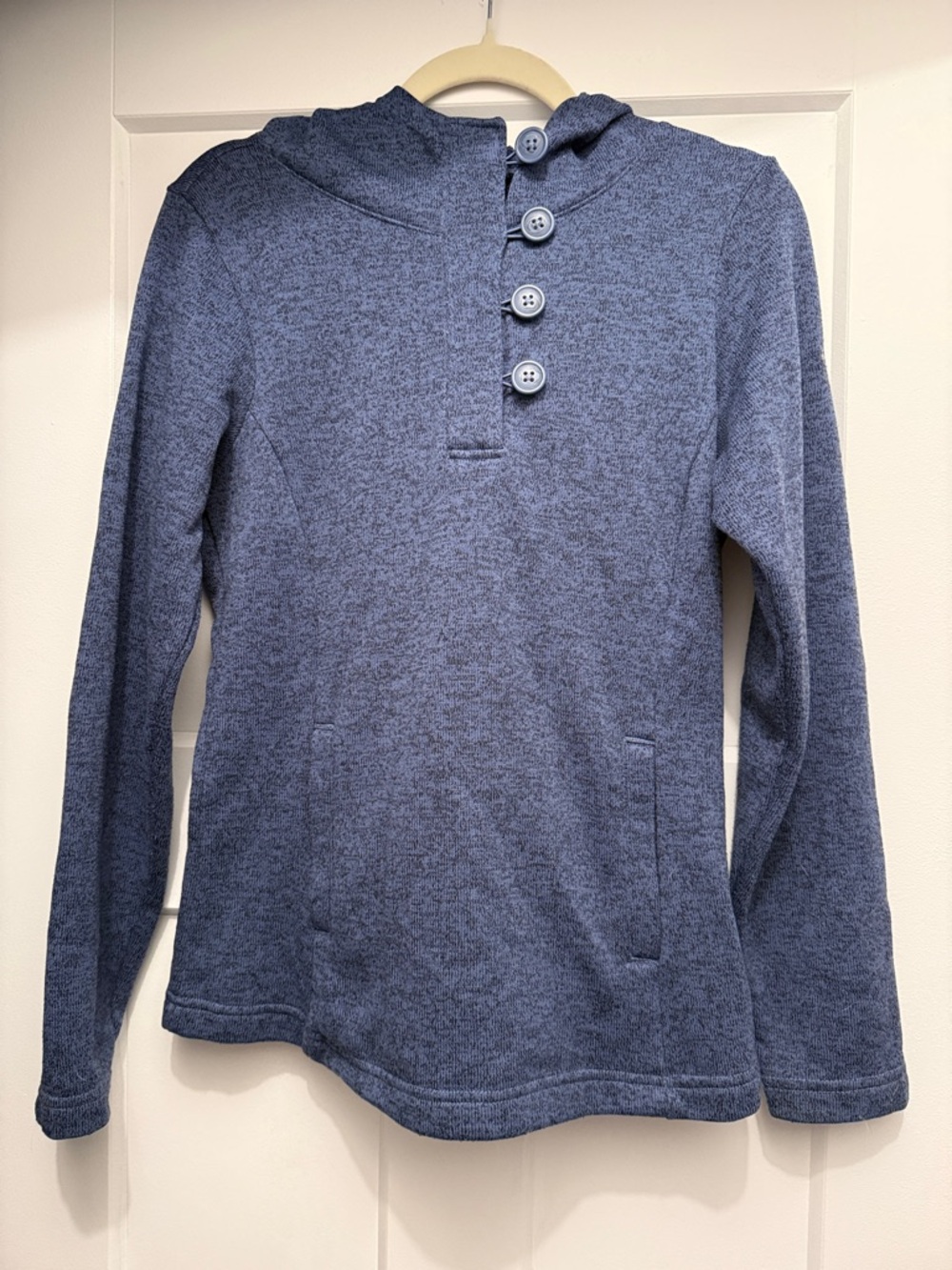 Columbia Blue Heather Button-Up Hooded Sweater